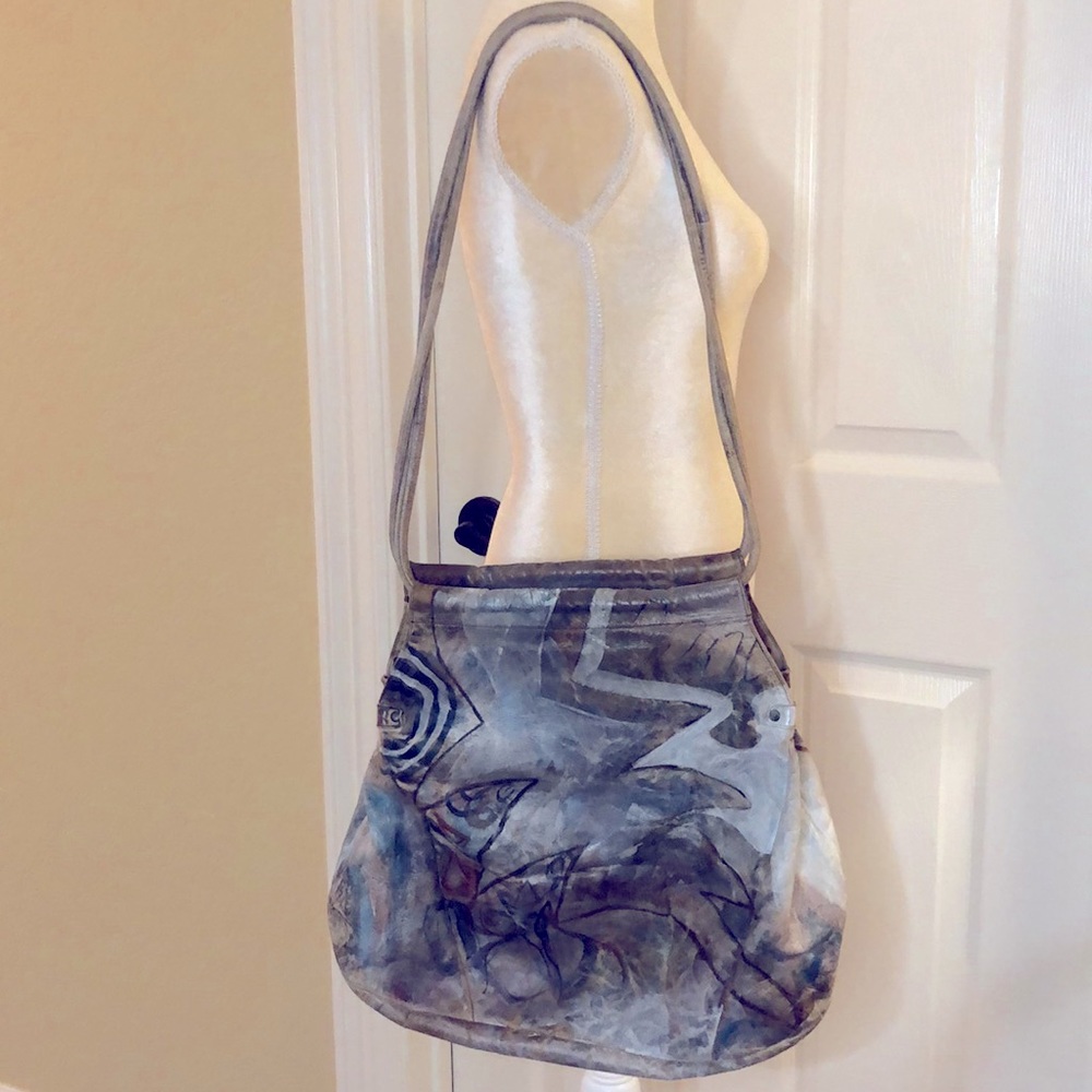Jane Yoo Vintage leather hand painted bag